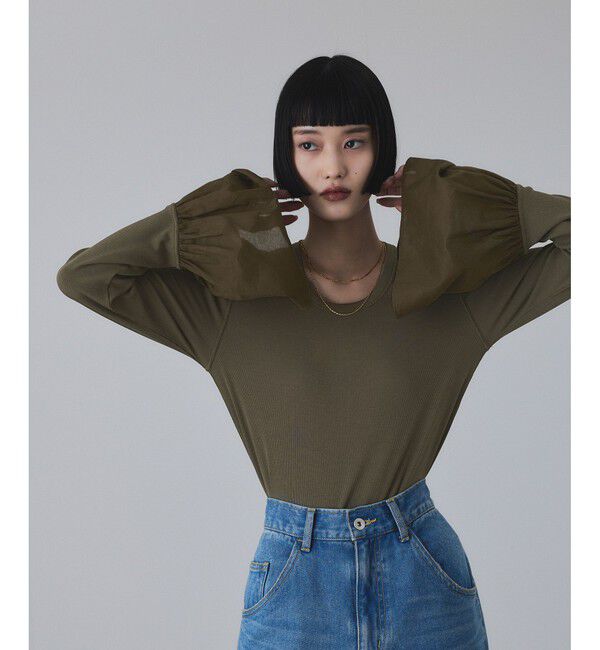 ADAM ET ROPE'「カフスフレアーリブプルオーバー」|Tシャツ・カットソー|