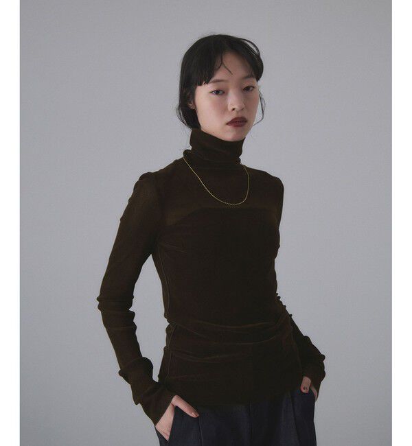 ADAM ET ROPE'「フロッキーチュールタートルネックプルオーバー」|Tシャツ・カットソー|ブラウン(20)