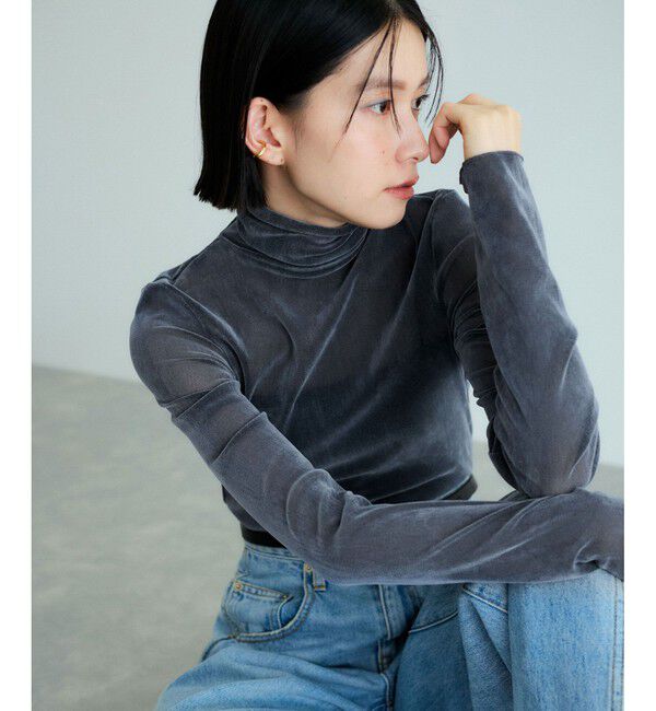 ADAM ET ROPE'「フロッキーチュールタートルネックプルオーバー」|Tシャツ・カットソー|ブルー系(47)