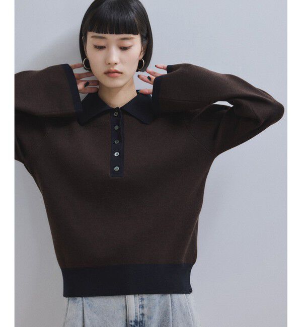 ADAM ET ROPE'「【WEB限定】・【サステナブル】バイカラーポロニットプルオーバー」|ポロシャツ|