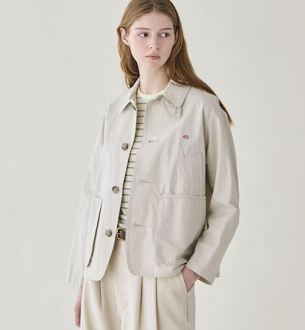 DANTON「DANTON | コットンリネン ワークジャケット WOMEN」|その他|OFFWHITE