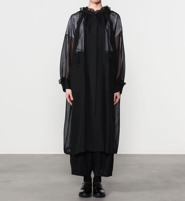  「eunoia | シアーオーガンジー フリルフードコート WOMEN」|ダッフルコート|