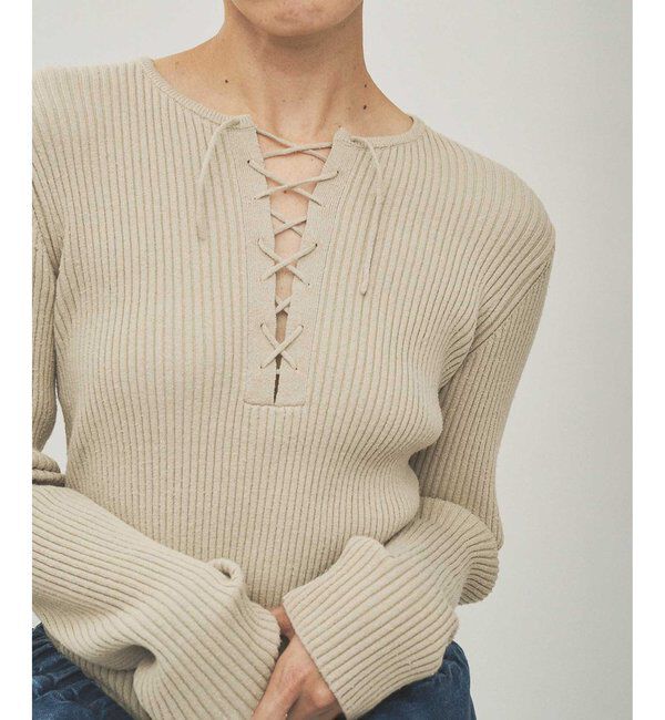  「RAW SILKレースアッププルオーバー」|ニット・セーター|