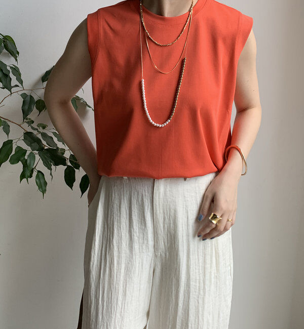  「裾切替タンクプルオーバー」|Tシャツ・カットソー|オレンジ