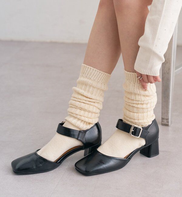  「バックルスクエアパンプス」|パンプス|ブラック