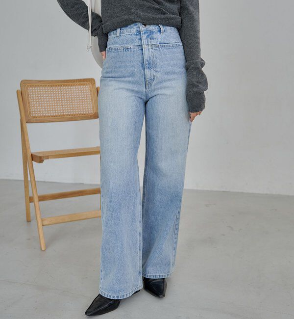  「【低身長サイズあり/セットアップ対応】スリットポケットストレートデニム」|デニム|