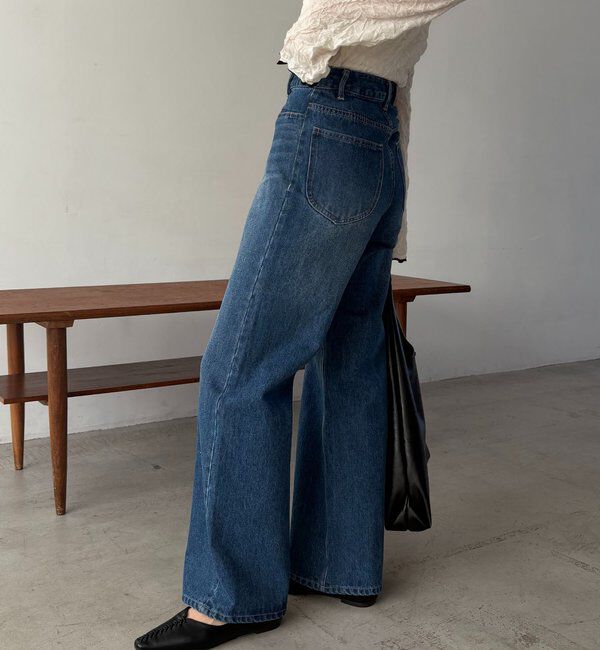  「【低身長サイズあり/セットアップ対応】スリットポケットストレートデニム」|デニム|