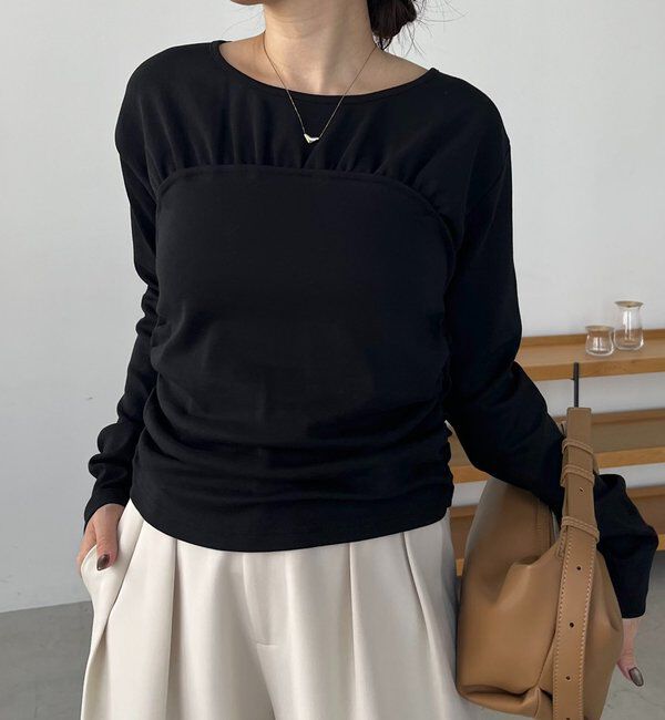  「ベア切替ギャザーT」|Tシャツ・カットソー|