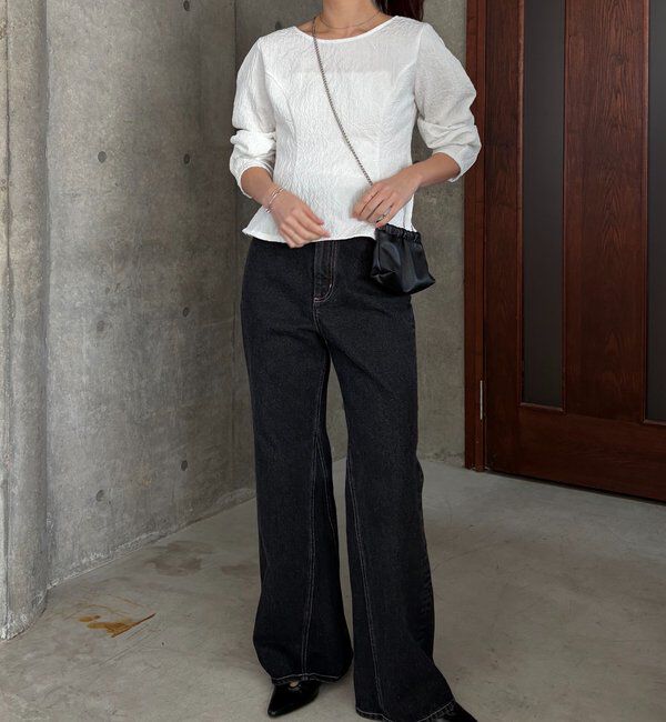  「ジャガードバックリボンペプラムブラウス」|シャツ・ブラウス|