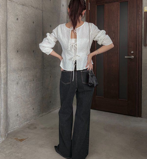  「ジャガードバックリボンペプラムブラウス」|シャツ・ブラウス|