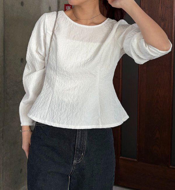  「ジャガードバックリボンペプラムブラウス」|シャツ・ブラウス|