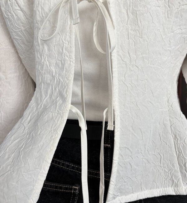  「ジャガードバックリボンペプラムブラウス」|シャツ・ブラウス|