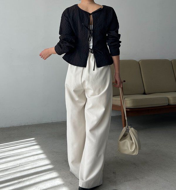  「ジャガードバックリボンペプラムブラウス」|シャツ・ブラウス|