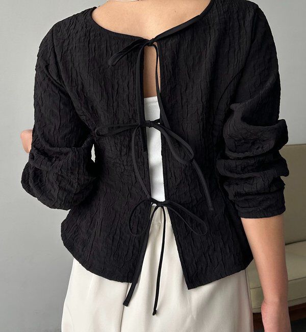  「ジャガードバックリボンペプラムブラウス」|シャツ・ブラウス|