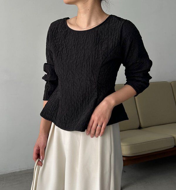  「ジャガードバックリボンペプラムブラウス」|シャツ・ブラウス|