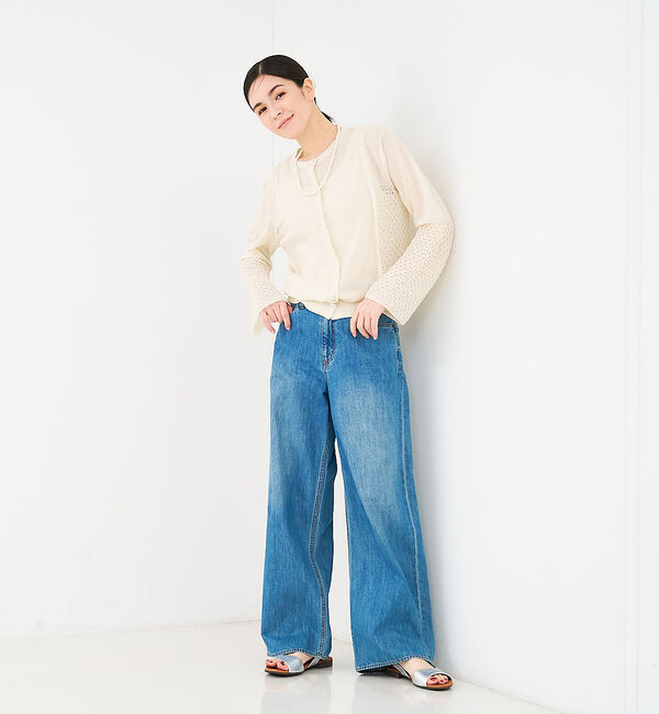 collex「リネンタッチ透かし柄カーディガン」|カーディガン|