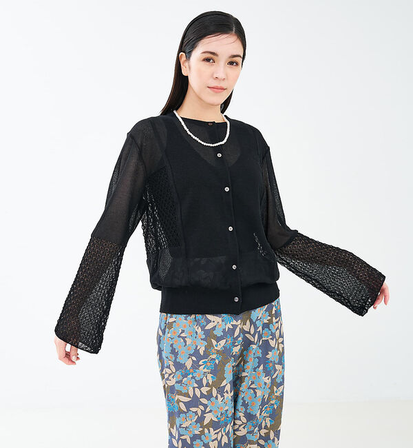 collex「リネンタッチ透かし柄カーディガン」|カーディガン|