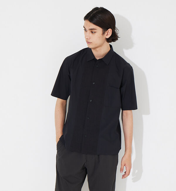 ABAHOUSE「タイプライター 切替 コンビ 半袖シャツ」|シャツ・ブラウス|ブラック