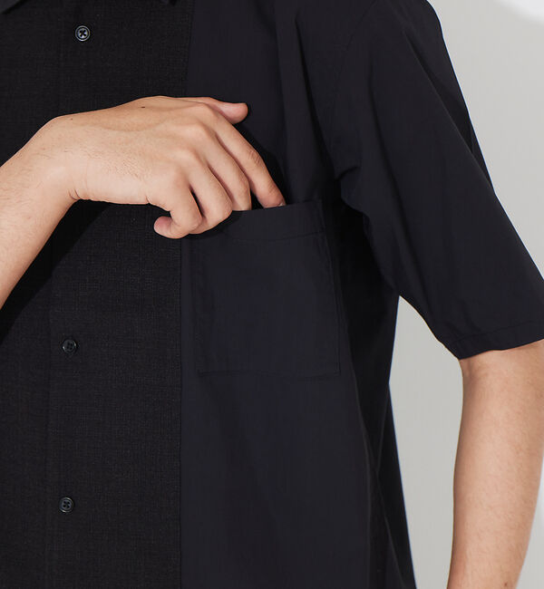 ABAHOUSE「タイプライター 切替 コンビ 半袖シャツ」|シャツ・ブラウス|