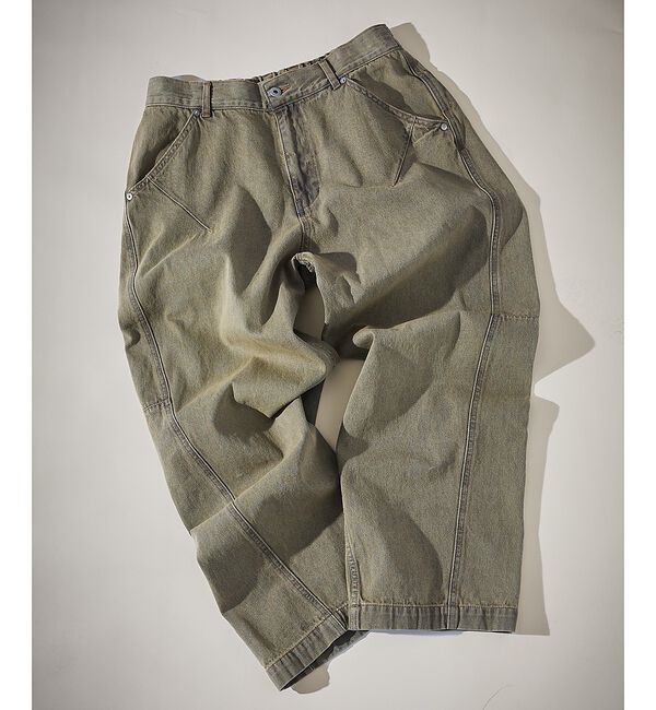 ABAHOUSE「DARTS DENIM ワイドストレートデニム / ヴィンテージライク」|デニム|ベージュ
