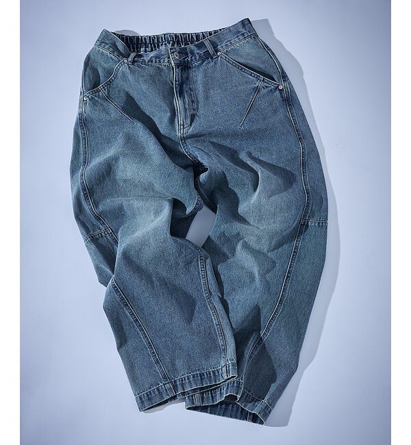 ABAHOUSE「DARTS DENIM ワイドストレートデニム / ヴィンテージライク」|デニム|ブルー