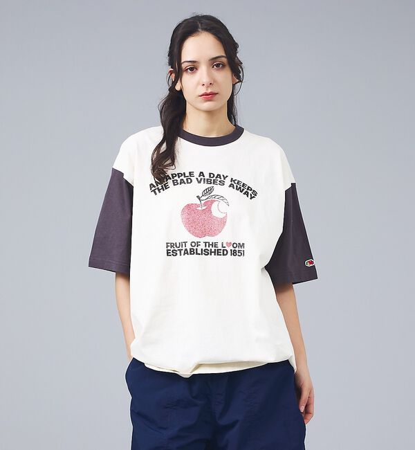 ABAHOUSE「【FRUIT OF THE LOOM/フルーツ・オブ・ザ・ルーム】リンゴ＆メッセ」|Tシャツ・カットソー|アイボリー