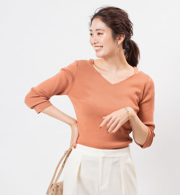 Rouge vif「肩ひもニットプル」|ニット・セーター|オレンジ