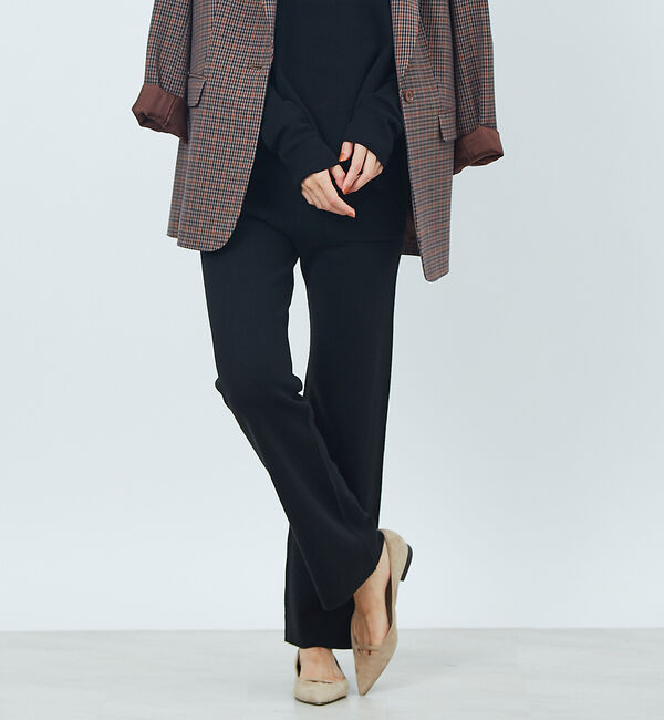 Rouge vif「ポケット付きウール混ニットパンツ」|その他|ブラック