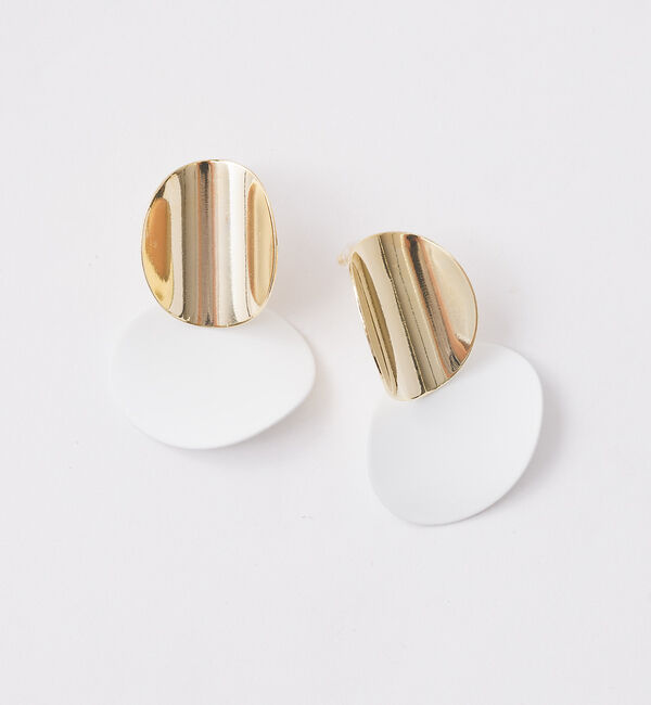 Rouge vif「【sauvage peau 】ラウンドクロスピアス」|ピアス|ホワイト