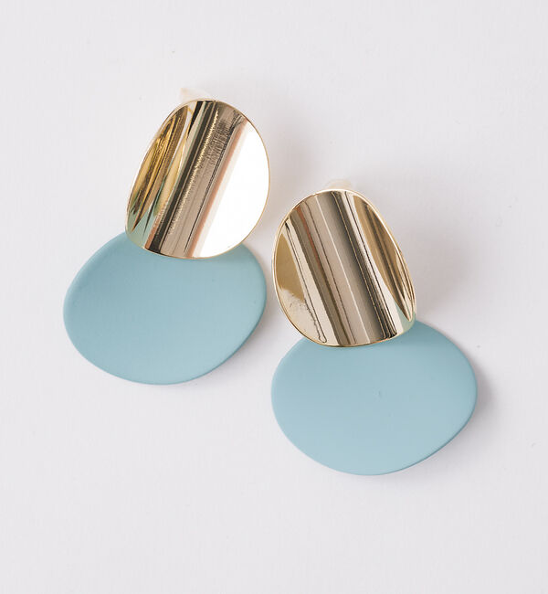 Rouge vif「【sauvage peau 】ラウンドクロスピアス」|ピアス|ブルー