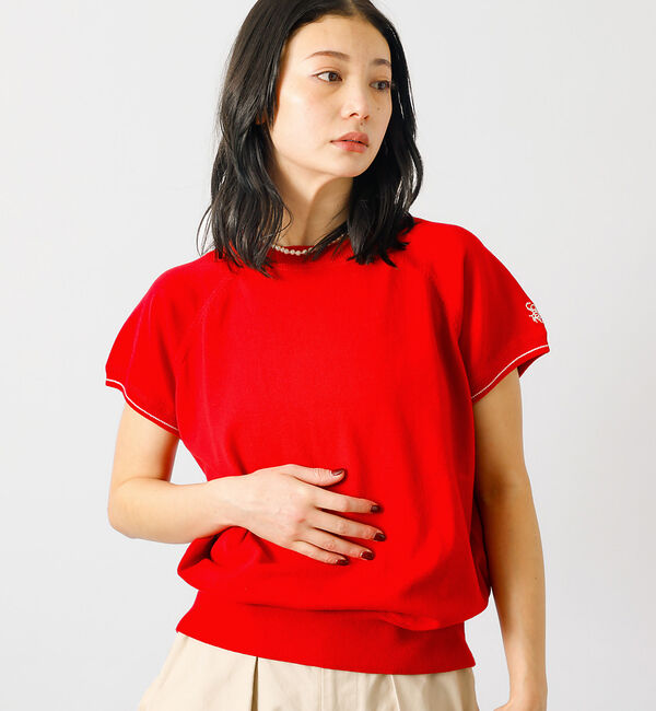 Rouge vif「【SOMETHING/サムシング】コットンニットプルオーバー / ラグラン【WE」|ニット・セーター|レッド