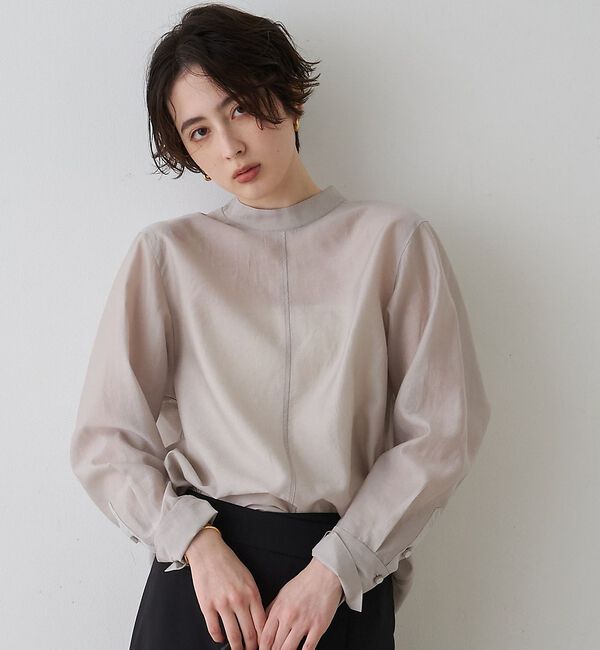 Rouge vif「シアースタンドタイブラウス」|シャツ・ブラウス|グレージュ