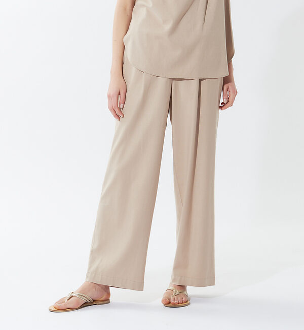 qualite「《セットアップ対応》ブライトリネンパンツ」|その他|ベージュ