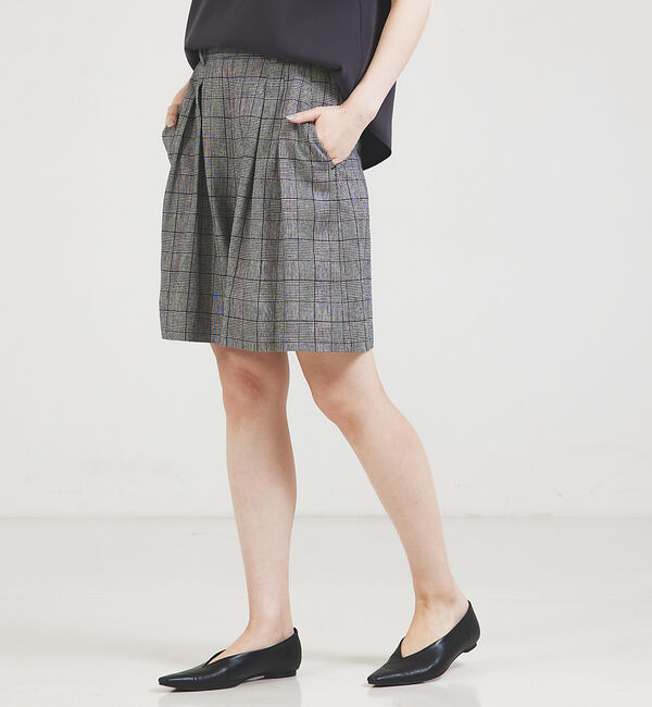 qualite「【セットアップ対応】リネングレンチェックショートパンツ」|その他|