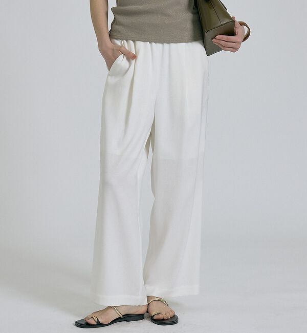 qualite「【ベストセラーアイテム！新色追加】リネンライクパンツ/セットアップ対応【予約】」|その他|オフホワイト