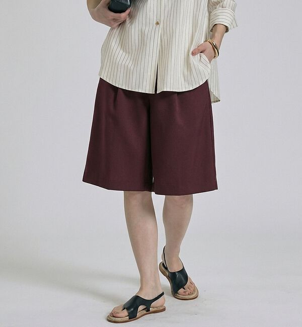 qualite「【大人が穿ける上品ショート丈／新型登場】リネンライクショートパンツ/セットアップ」|その他|ワイン