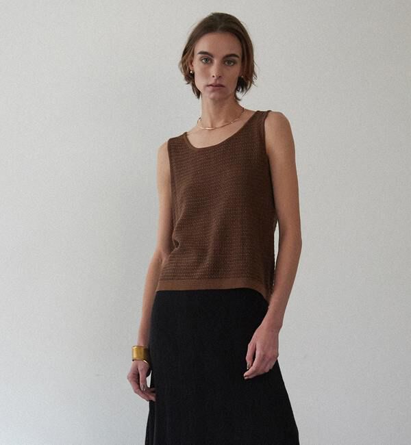Liesse「ラメニットタンクトップ」|ニット・セーター|ブラウン