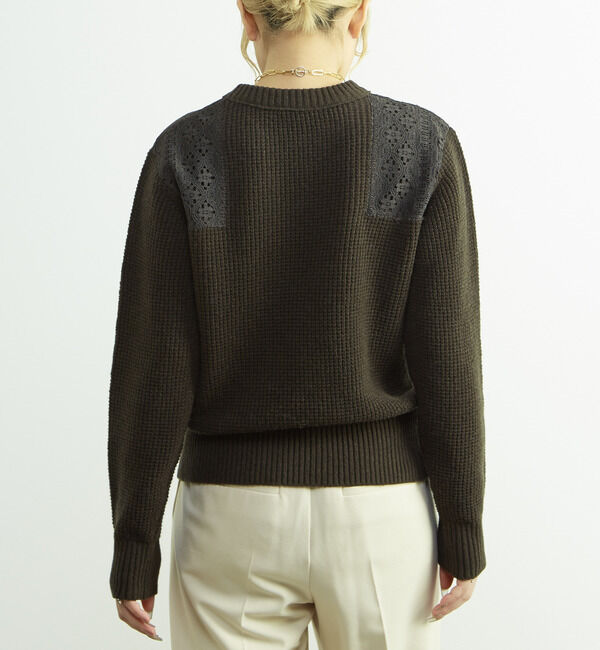 SOFFITTO「レースパッチ付きワッフルニット」|ニット・セーター|