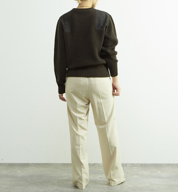 SOFFITTO「レースパッチ付きワッフルニット」|ニット・セーター|