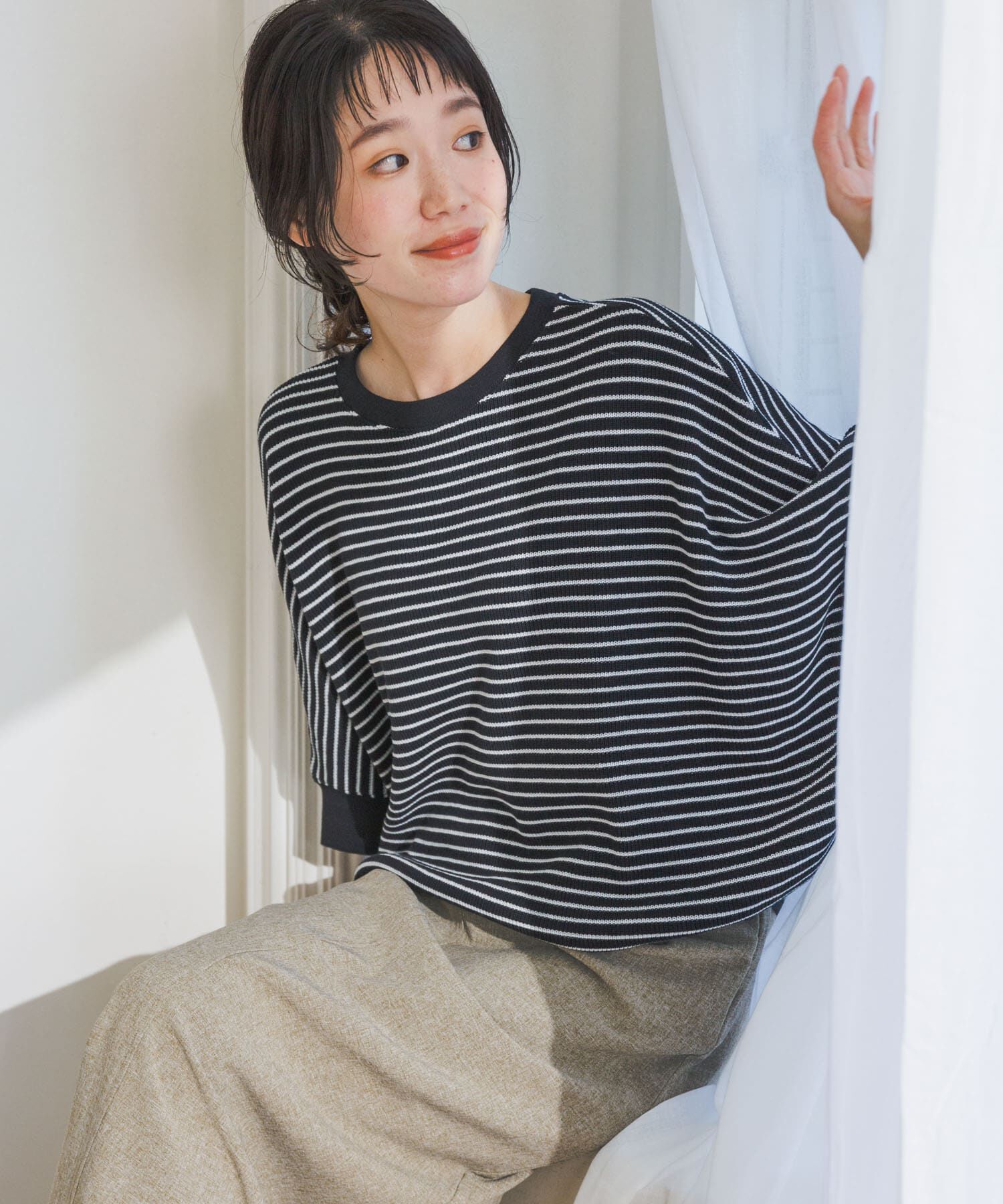 URBAN RESEARCH DOORS「タックフライスワイドTシャツ」|Tシャツ・カットソー|