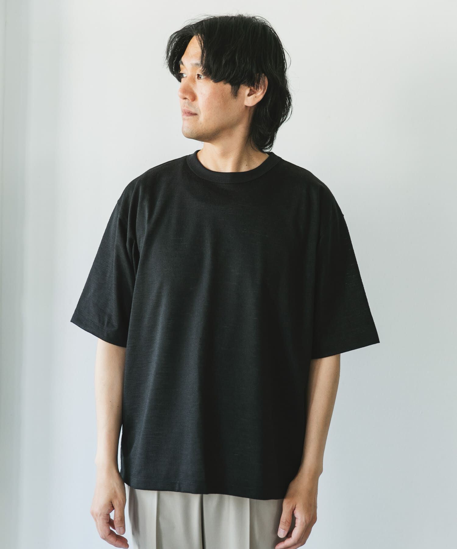 URBAN RESEARCH DOORS「JAPAN FABRIC リネンライクTシャツ」|Tシャツ・カットソー|