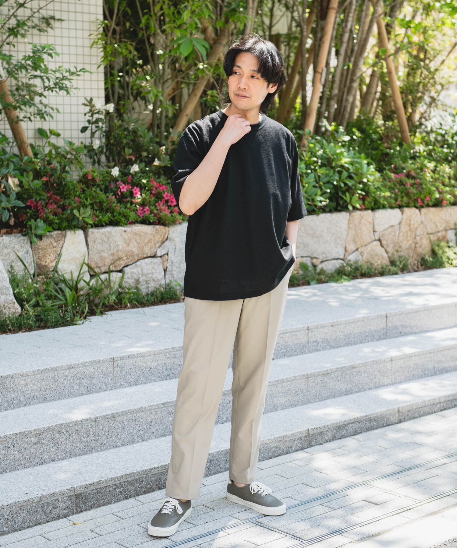 URBAN RESEARCH DOORS「JAPAN FABRIC リネンライクTシャツ」|Tシャツ・カットソー|