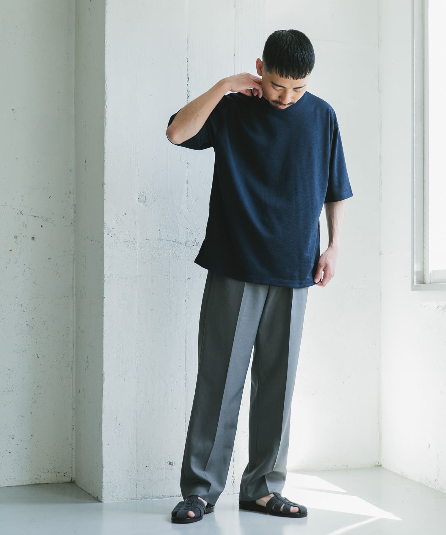 URBAN RESEARCH DOORS「JAPAN FABRIC リネンライクTシャツ」|Tシャツ・カットソー|