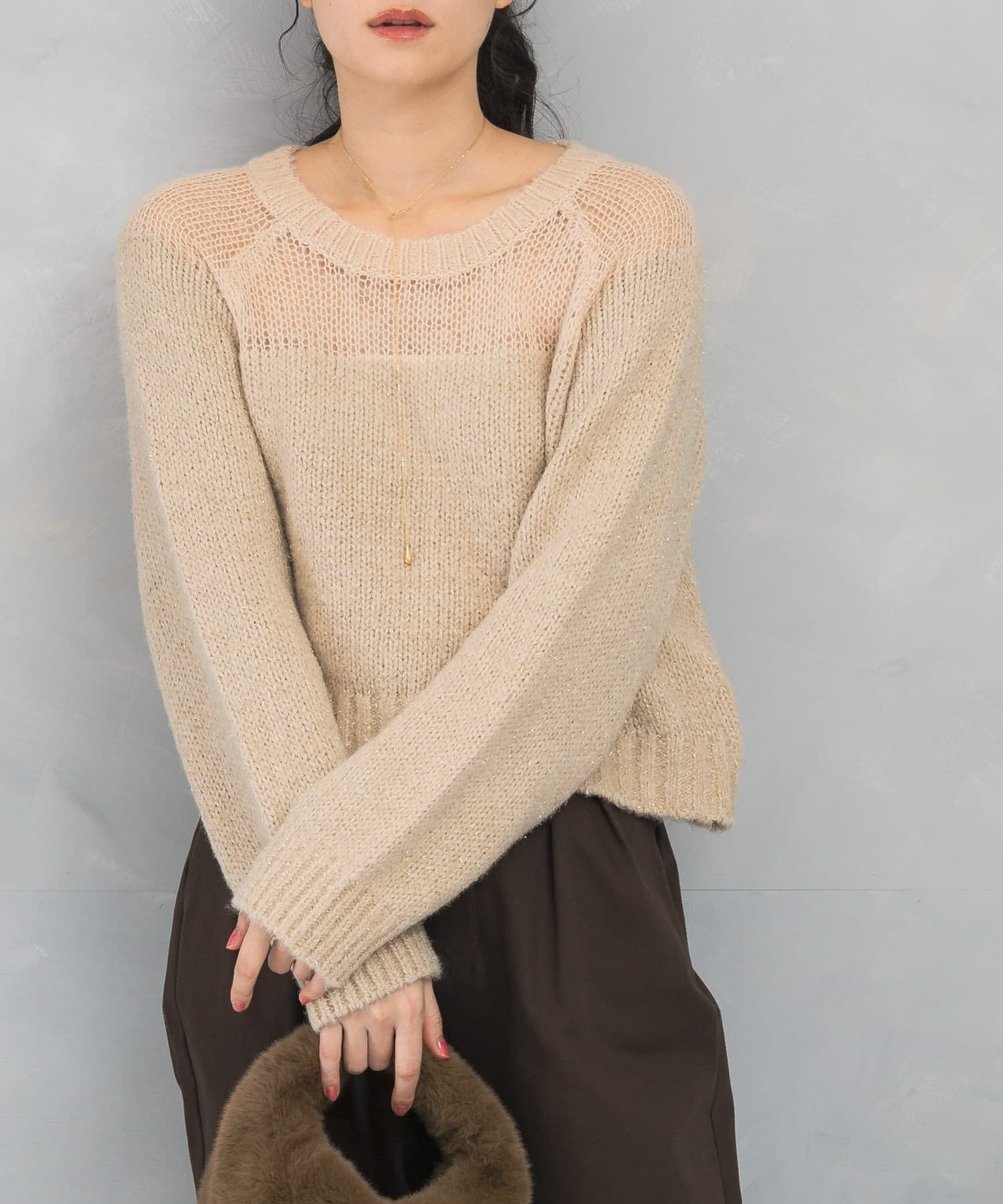 URBAN RESEARCH ROSSO「『WEB限定』ドッキングラメニット」|ニット・セーター|