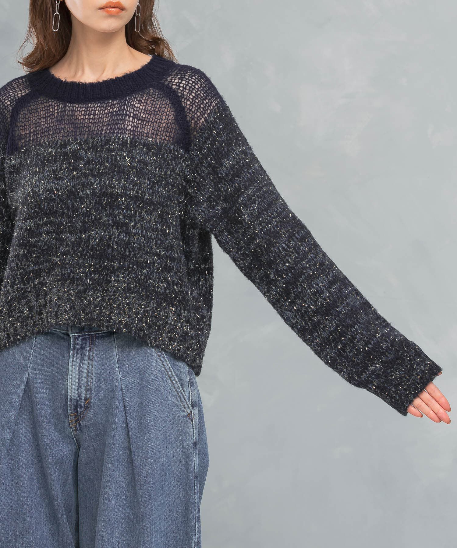 URBAN RESEARCH ROSSO「『WEB限定』ドッキングラメニット」|ニット・セーター|