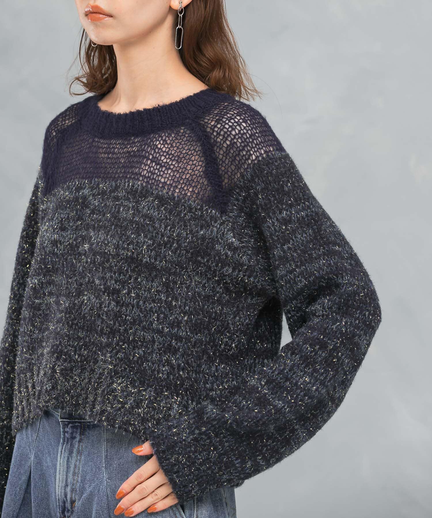 URBAN RESEARCH ROSSO「『WEB限定』ドッキングラメニット」|ニット・セーター|