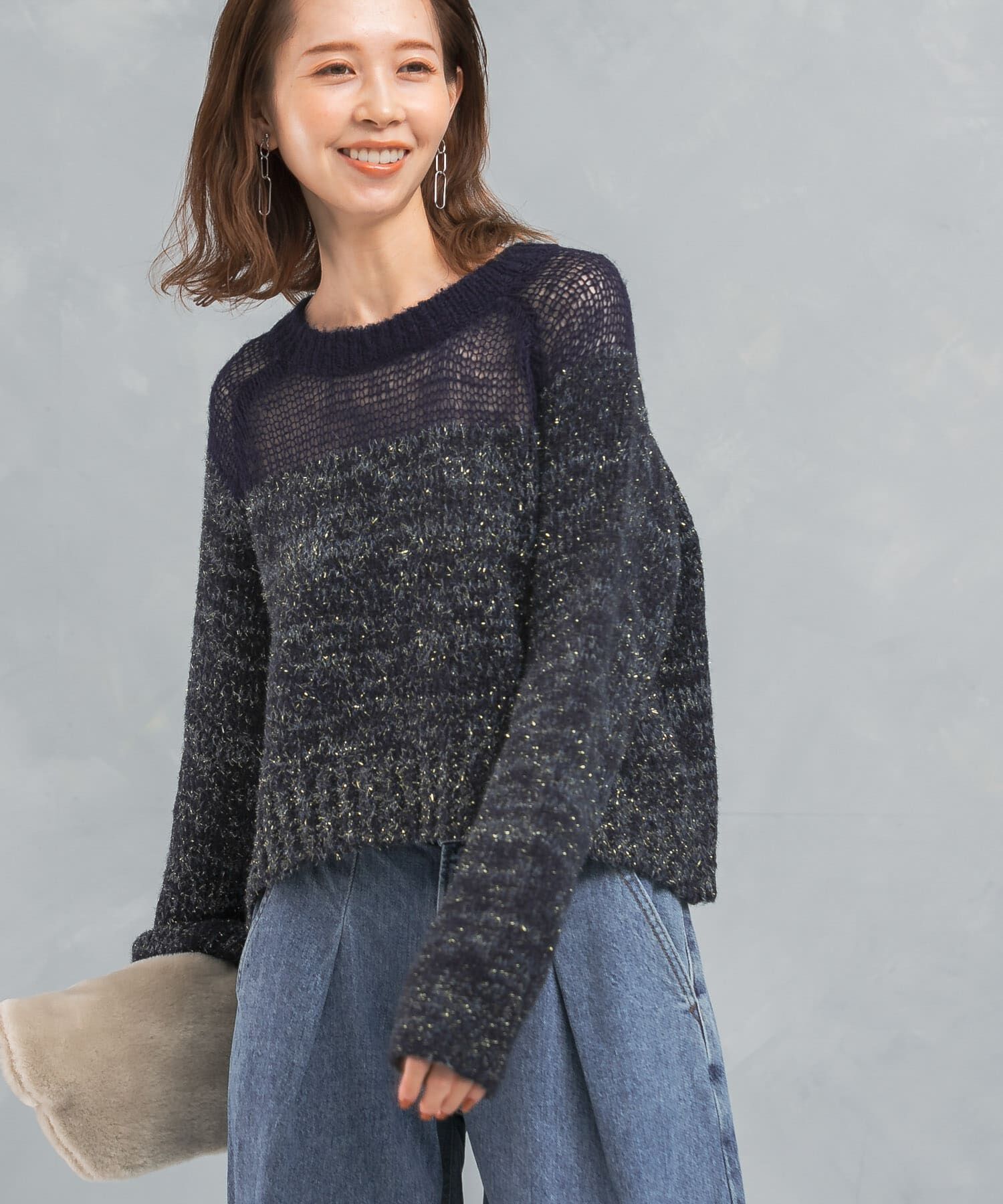 URBAN RESEARCH ROSSO「『WEB限定』ドッキングラメニット」|ニット・セーター|