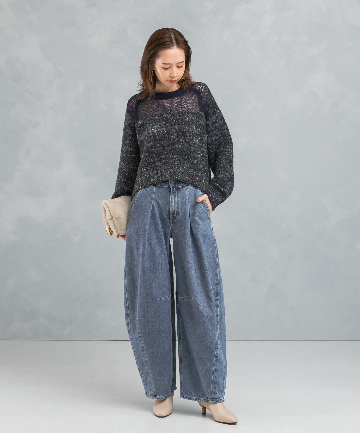 URBAN RESEARCH ROSSO「『WEB限定』ドッキングラメニット」|ニット・セーター|