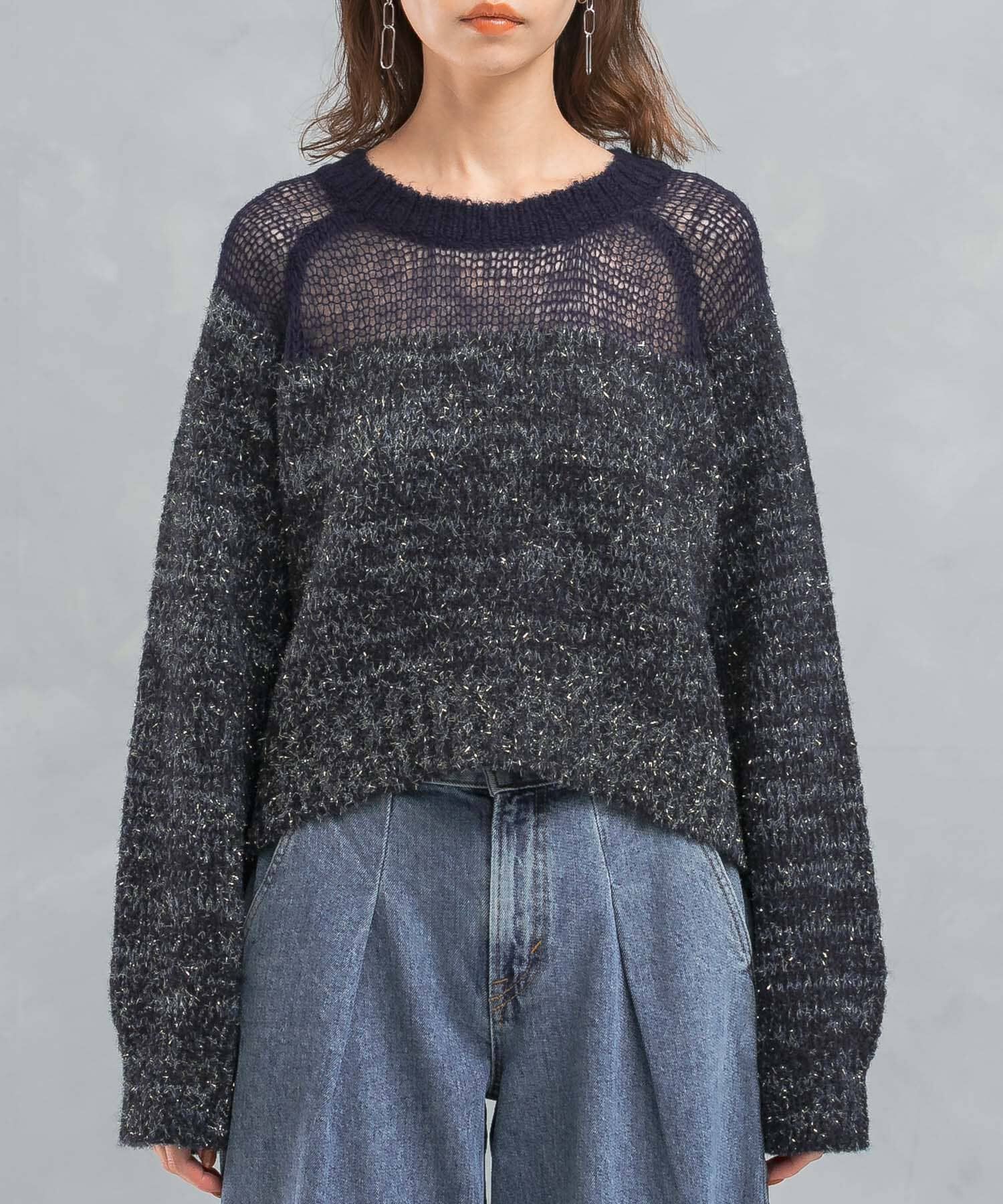 URBAN RESEARCH ROSSO「『WEB限定』ドッキングラメニット」|ニット・セーター|