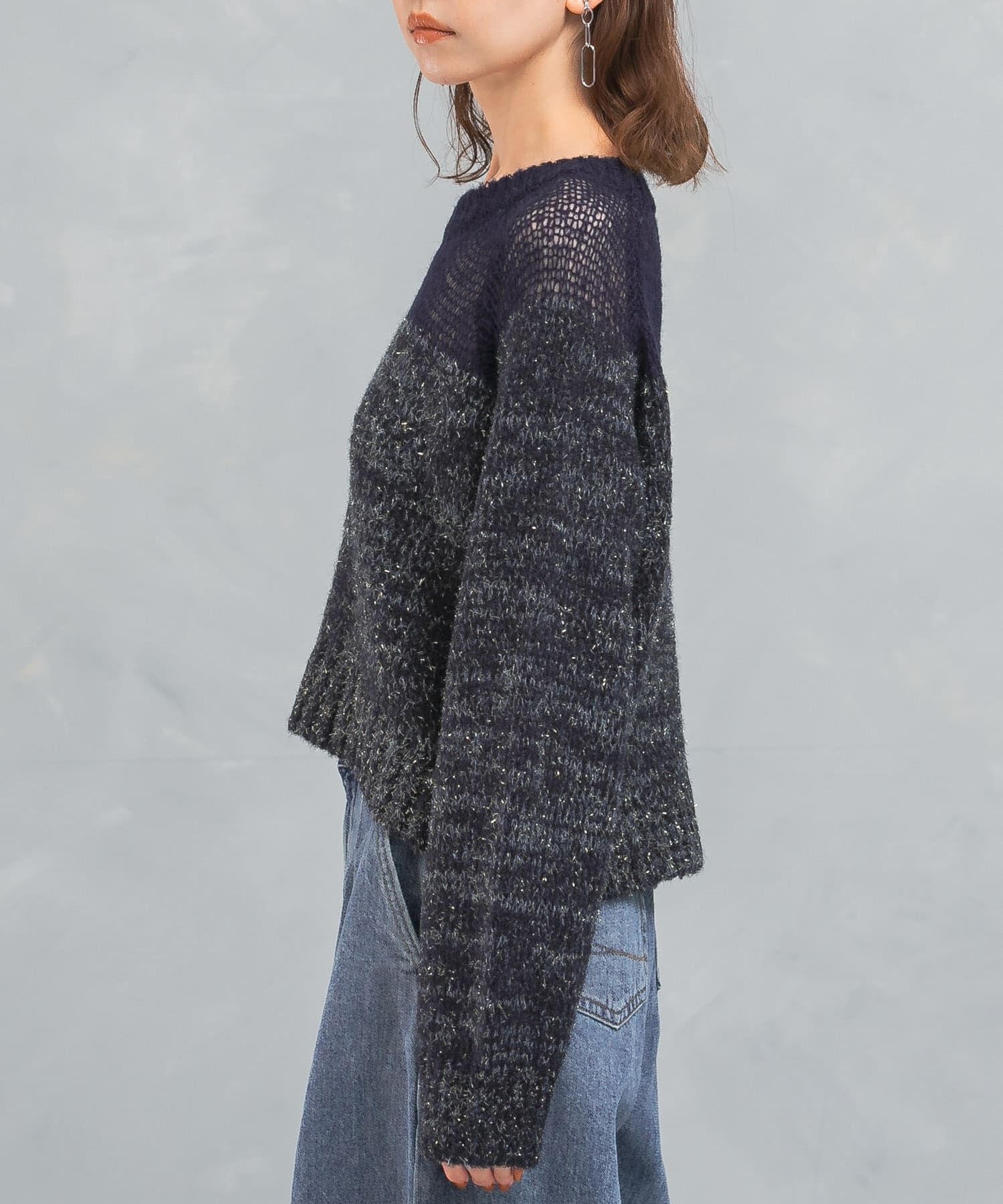 URBAN RESEARCH ROSSO「『WEB限定』ドッキングラメニット」|ニット・セーター|